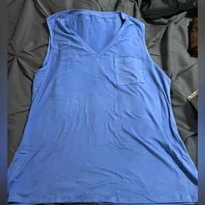 Women’s V-Neck Pocket Tank Top — Blue